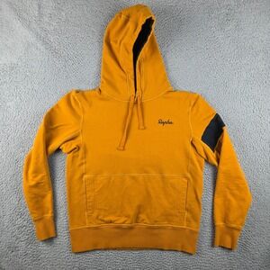 Rapha Trail Hoodie Mens M Yellow Sweatshirt Cycling Pullover Casual Logo Biking
